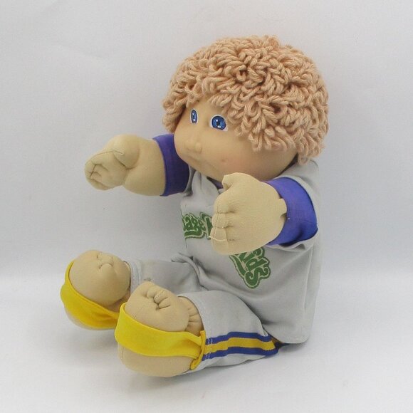 Vintage 1985 CPK Boy Doll Champagne Loop  Hair Blue Eyes Gray Game Outfit - Picture 4 of 9